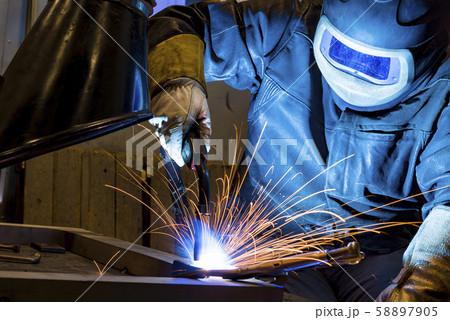 Industrial steel welder in factory welder, Industrial steel welder in factory welder, 58897905