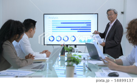 Business concepts. The management is explaining 58899137