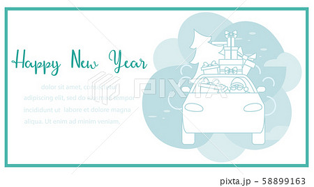 Happy New year Merry Christmas tree Santa car gift 58899163