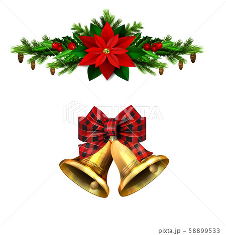 Christmas decorations with fir tree golden jingle bells Christmas decorations with fir tree golden jingle bells 58899533
