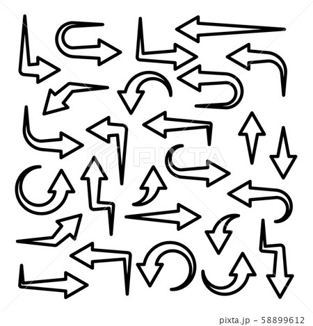 Black Line Arrows Set on White Background. Arrow, Cursor Outline Icon. Vector Pointers Collection Black Line Arrows Set on White Background. Arrow, Cursor Outline Icon. Vector Pointers Collection 58899612