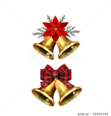 Christmas decorations with fir tree golden jingle bells 58900198