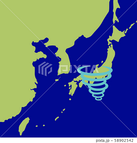 日本近海地図と台風 58902542