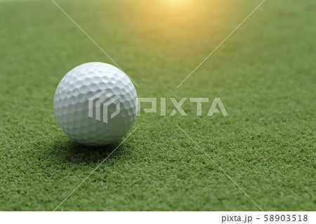Golf ball on green grass in the evening golf 58903518