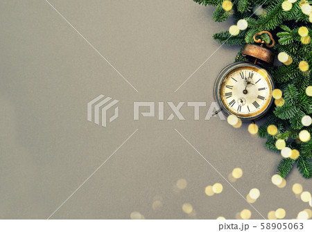 Christmas decoration antique golden clock vintage 58905063
