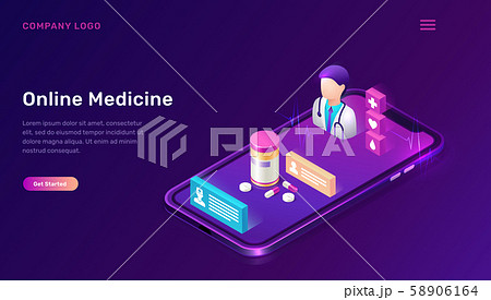 Online medicine isometric concept, telemedicine 58906164