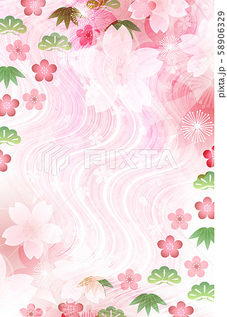 桜　松竹梅　年賀状　背景  58906329