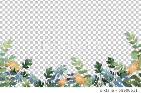 Watercolor flowers and green illustrations 58906611