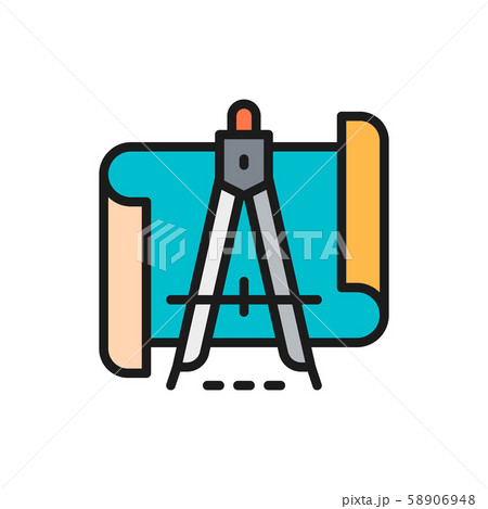 Vector drawings with divider flat color icon. 58906948