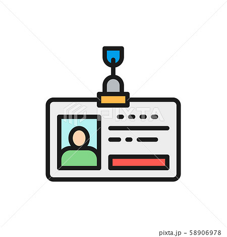 Employee pass, id card, identity profile flat color icon. Employee pass, id card, identity profile flat color icon. 58906978