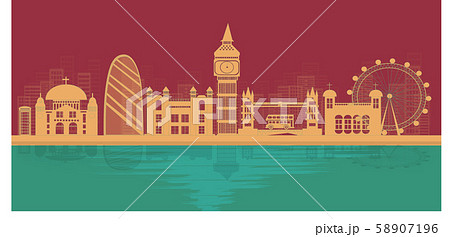 London, England With views of famous landmarks and world-class cities, tourism poster illustrations Paper cutting,Panorama of top world famous landmark of London - vector 58907196