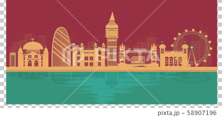 London, England With views of famous landmarks and world-class cities, tourism poster illustrations Paper cutting,Panorama of top world famous landmark of London - vector 58907196
