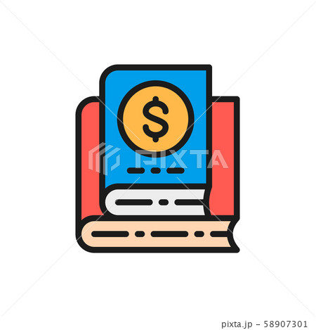 Financial books, business literature flat color icon. 58907301