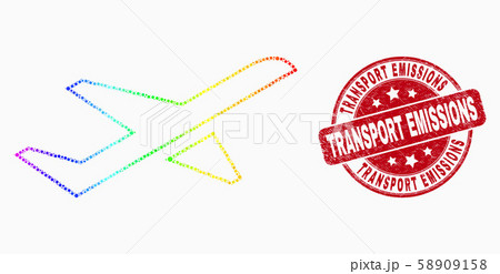 Vector Bright Pixel Airplane Takeoff Icon and Scratched Transport Emissions Seal Vector Bright Pixel Airplane Takeoff Icon and Scratched Transport Emissions Seal 58909158