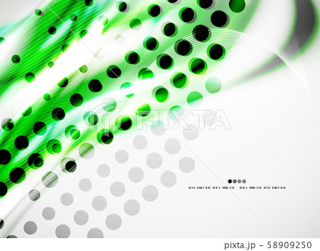 Smooth wave lines background with dotted texture, business or hi-tech template 58909250
