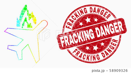 Vector Bright Pixel Airplane Crash Icon and Distress Fracking Danger Watermark 58909326