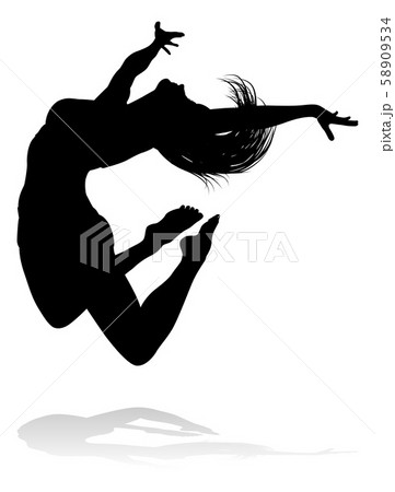 Silhouette Dancer Jumping Silhouette Dancer Jumping 58909534