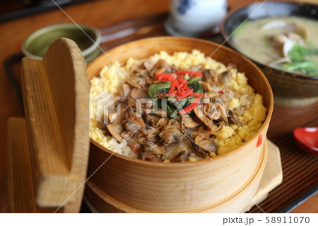 わっぱめし　アサリ入り　素材　背景　水俣市　熊本県 58911070