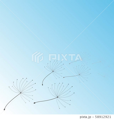 Hand drawn pattern. Vintage paper art illustration with black dandelion on soft white background 58912921