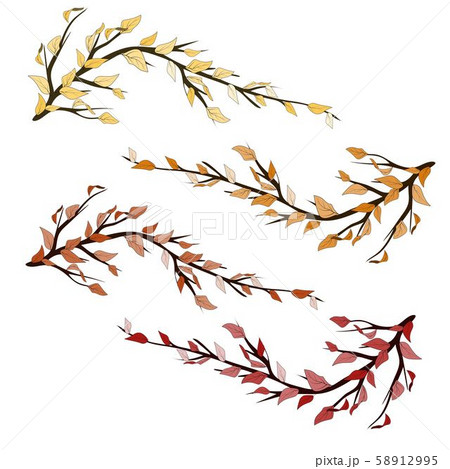 Sketch branch with autumn leaves for celebration decoration design. Colorful vector illustration 58912995