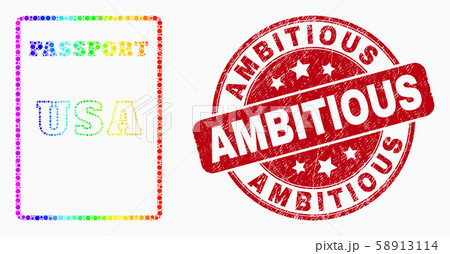 Vector Rainbow Colored Pixel USA Passport Icon and Scratched Ambitious Watermark Vector Rainbow Colored Pixel USA Passport Icon and Scratched Ambitious Watermark 58913114