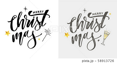 Merry Christmas Calligraphic Inscription Decorated Merry Christmas Calligraphic Inscription Decorated 58913726