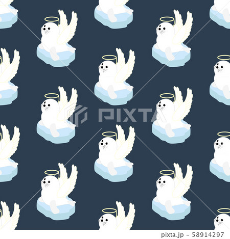 Seal in christmas costume seamless pattern Seal in christmas costume seamless pattern 58914297