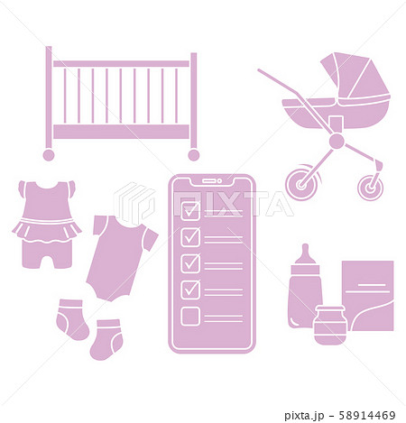 Smartphone with checklist newborn baby accessories Smartphone with checklist newborn baby accessories 58914469