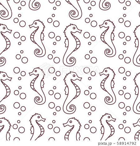 Vector seamless pattern with sea horses, bubbles Vector seamless pattern with sea horses, bubbles 58914792