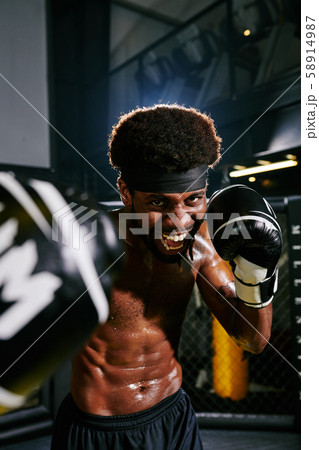 Excited shirtless Muay Thai boxer Excited shirtless Muay Thai boxer 58914987