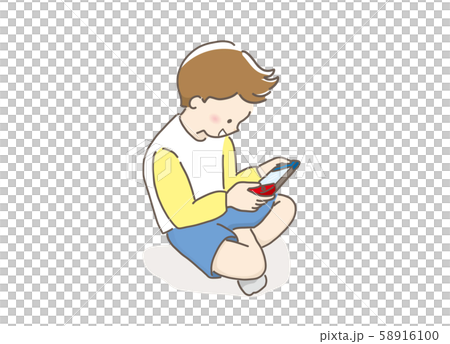 座ってゲームする男の子 座ってゲームする男の子 58916100