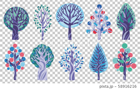 木のイラスト 冬 北欧風のイラスト素材