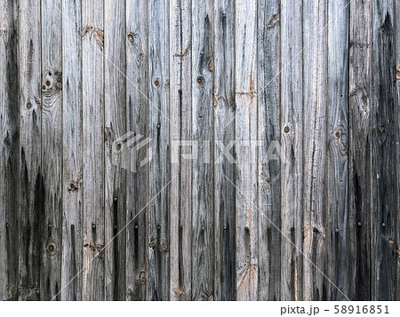 Brushed wooden grunge cracked texture for horizontal background, element of a street board. Old rustic fence made of planks. 58916851