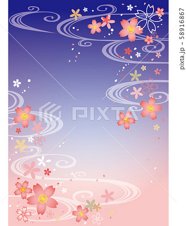 和柄 夜桜 背景のイラスト素材