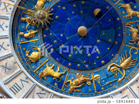 Astrological signs on ancient clock Torre Astrological signs on ancient clock Torre 58916881