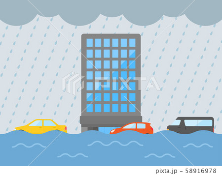ビルの浸水のイラスト 58916978