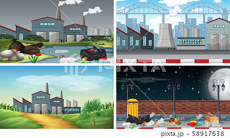 Set of polluted scenes Set of polluted scenes 58917638