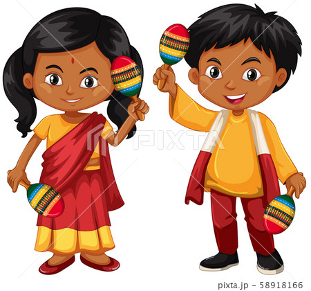 India kid holding maracas on white background India kid holding maracas on white background 58918166