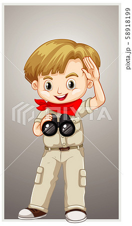 Happy boy with binoculars Happy boy with binoculars 58918199