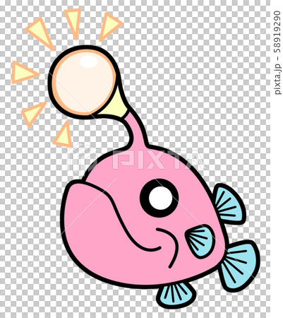ひらめいたチョウチンアンコウのキャラクターのイラスト素材