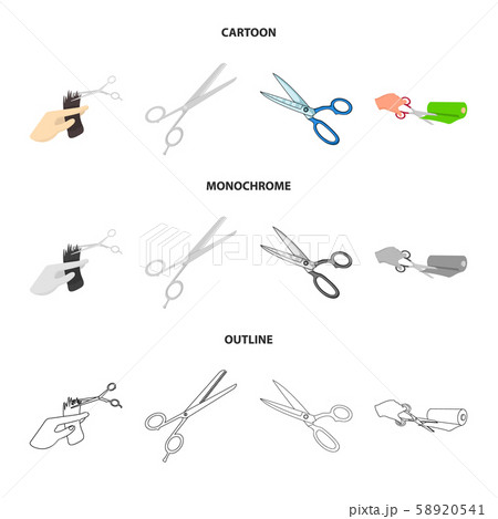Vector design of scissor and craft sign. Set of scissor and open vector icon for stock. 58920541