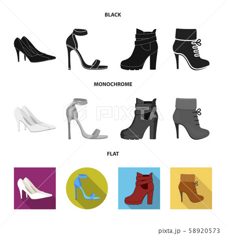 Vector design of heel and high logo. Collection of heel and stiletto vector icon for stock. Vector design of heel and high logo. Collection of heel and stiletto vector icon for stock. 58920573