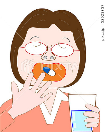 薬を飲む高齢者のイラスト素材