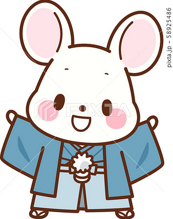 着物を着たねずみ<バンザイポーズ> 58925486