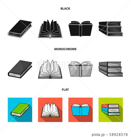 Vector design of library and textbook sign. Set of library and school stock symbol for web. 58928578