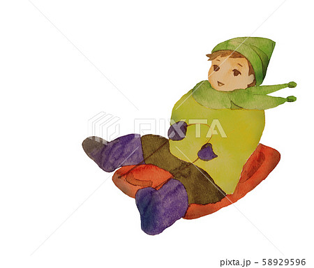 そり滑りをする男の子 そり滑りをする男の子 58929596