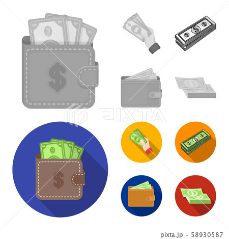 Isolated object of cash and currency icon. Collection of cash and stack stock vector illustration. 58930587