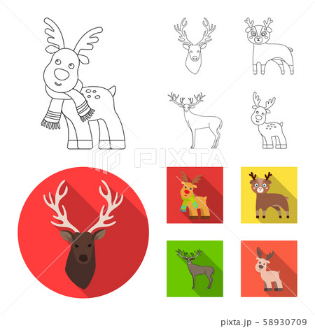 Vector design of elk and head sign. Set of elk and stag stock symbol for web. 58930709