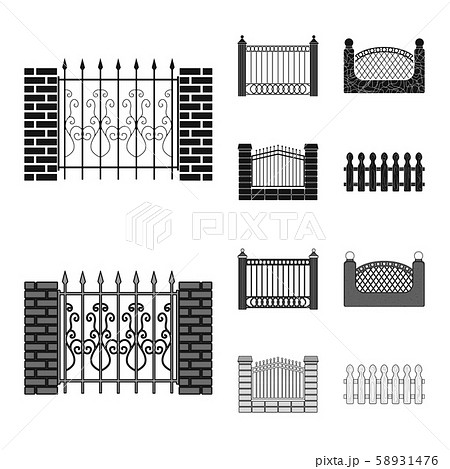 Isolated object of gate and fence sign. Set of gate and wall vector icon for stock. 58931476