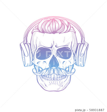 Angry skull with cirly hairstyle Angry skull with cirly hairstyle 58931887